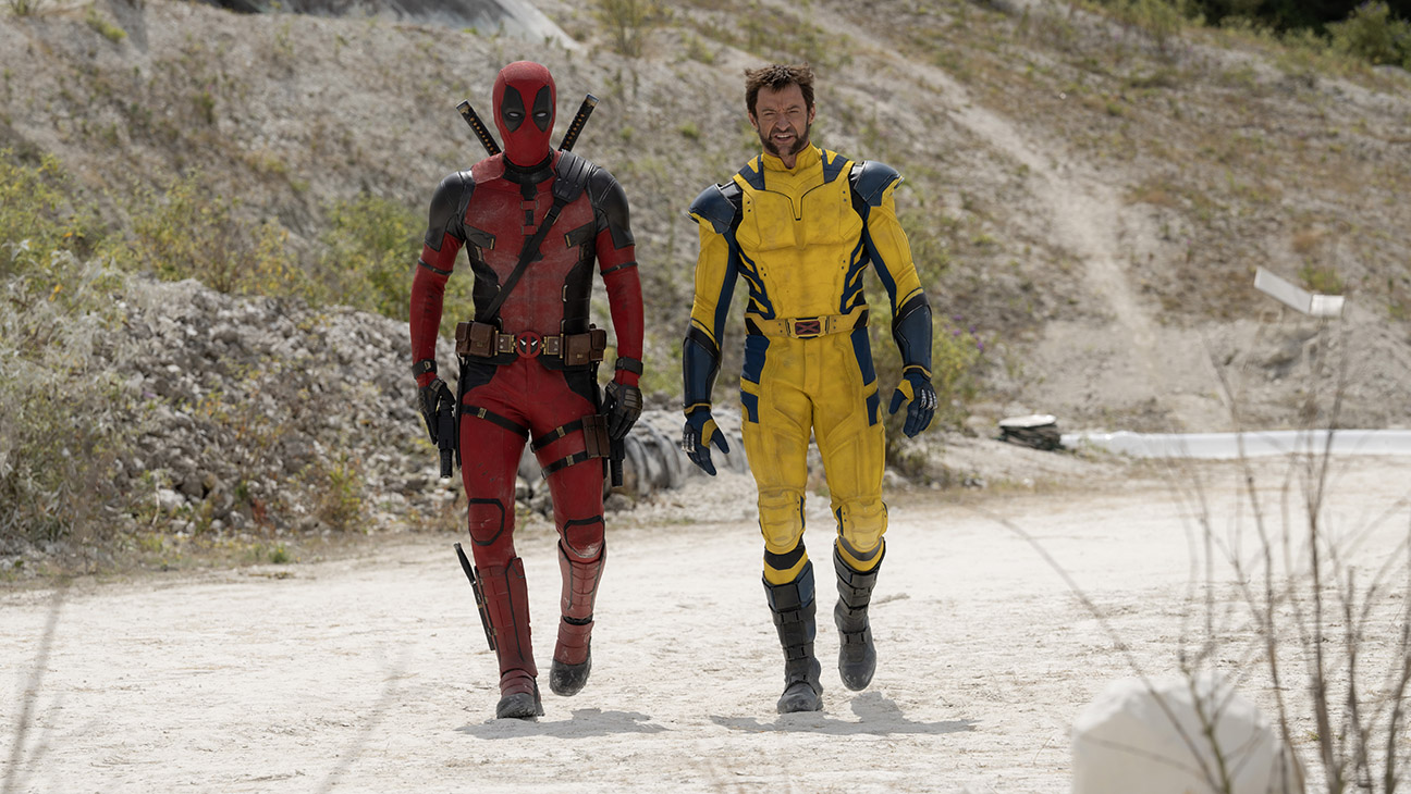 Ryan Reynolds as Deadpool/Wade Wilson and Hugh Jackman as Wolverine/Logan in Marvel Studios' Untitled Deadpool movie.